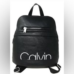Calvin Klein Black Leather Backpack Purse